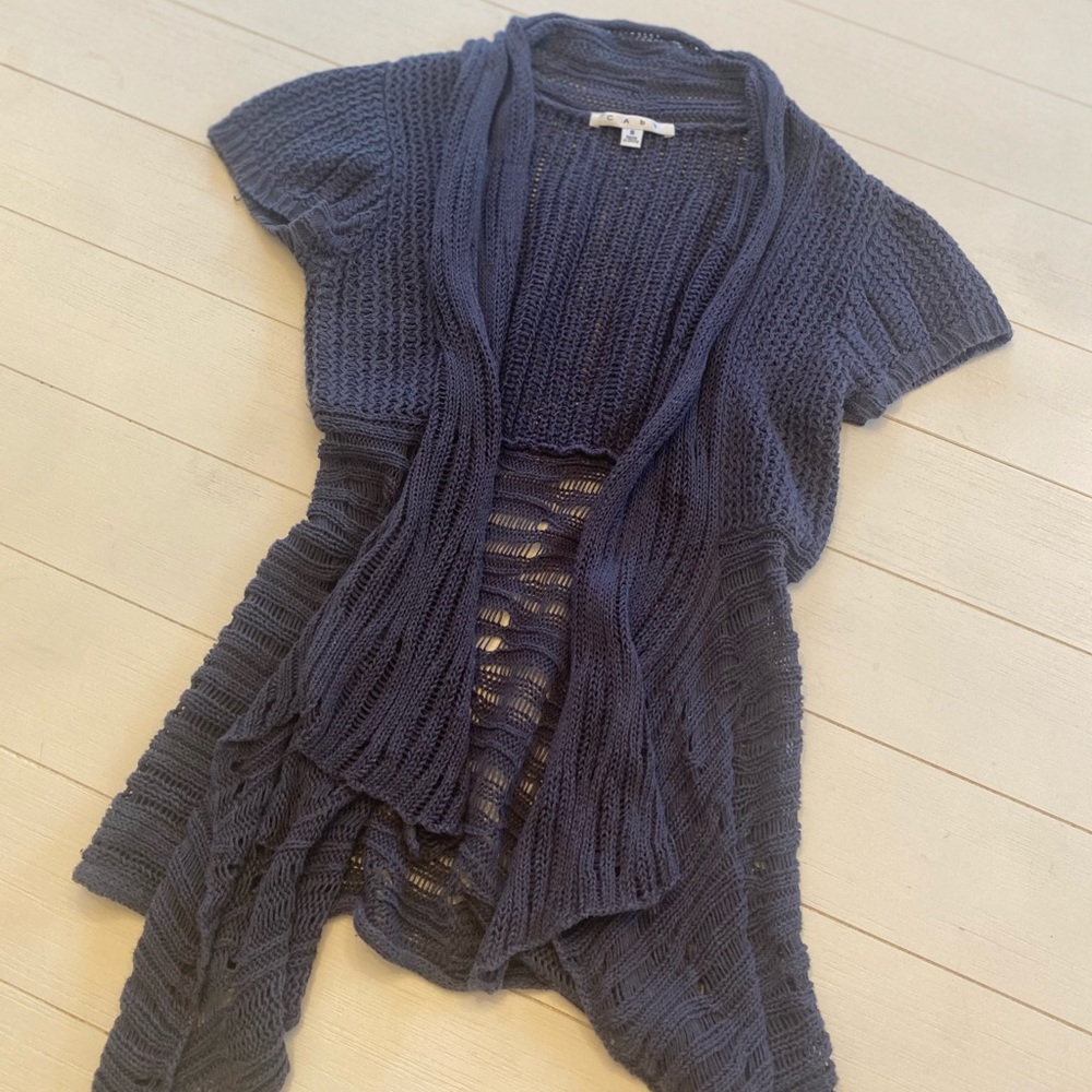 Cabi short sleeve crochet sweater